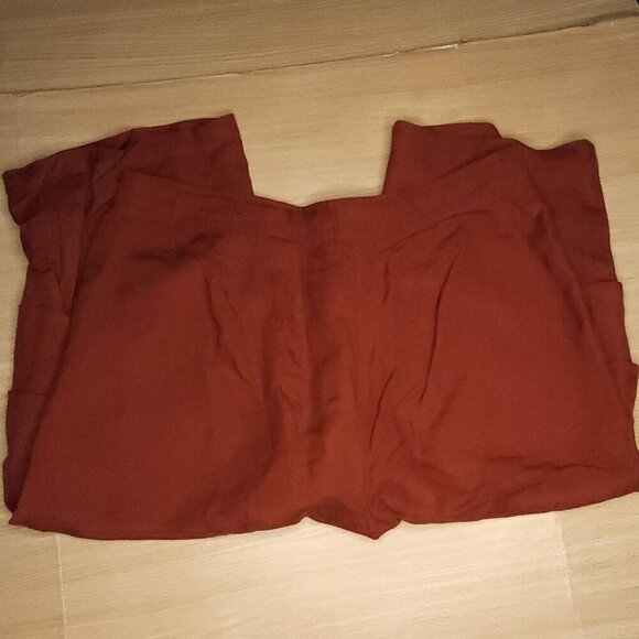 Lane Bryant Rust Orange Linen Blend Wide Leg Capri Cargo Pants 14 16 - Picture 1 of 7